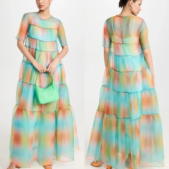 New Staud Hyacinth Rainbow Dress Multi Aura - Picture 3 of 8